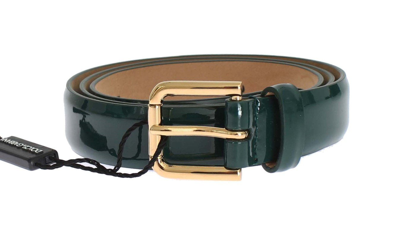 Green Patent Leather Gold Buckle Belt