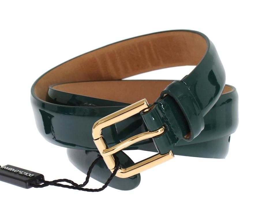 Green Patent Leather Gold Buckle Belt
