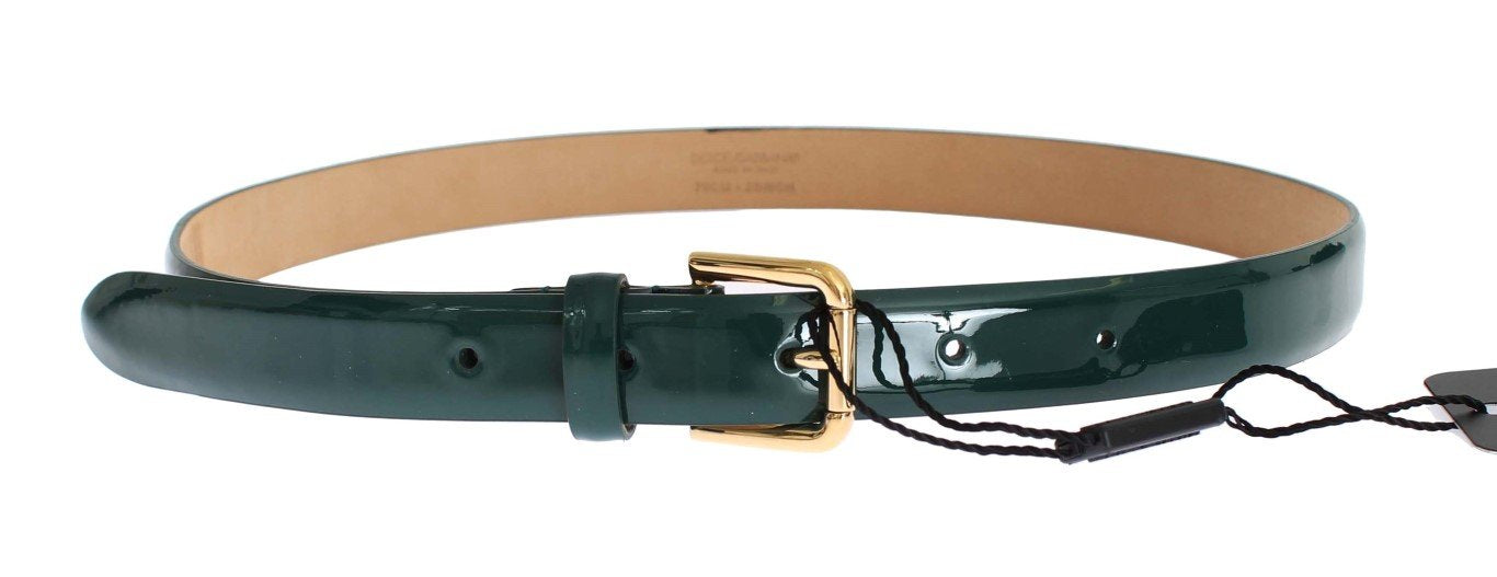 Green Patent Leather Gold Buckle Belt