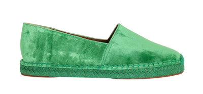 Green Velvet Flats Espadrilles Shoes