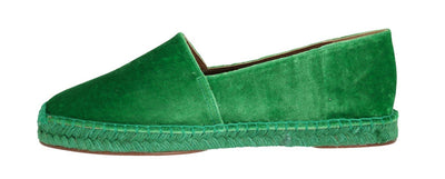 Green Velvet Flats Espadrilles Shoes