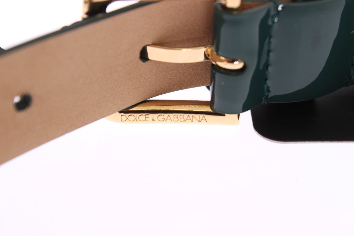 Green Patent Leather Gold Buckle Belt