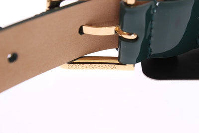 Green Patent Leather Gold Buckle Belt