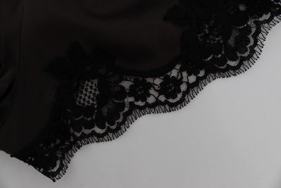 Brown Silk Stretch Lace Shorts