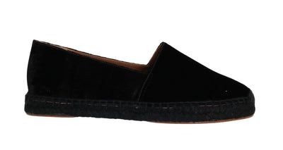 Black Velvet Flats Espadrilles Shoes