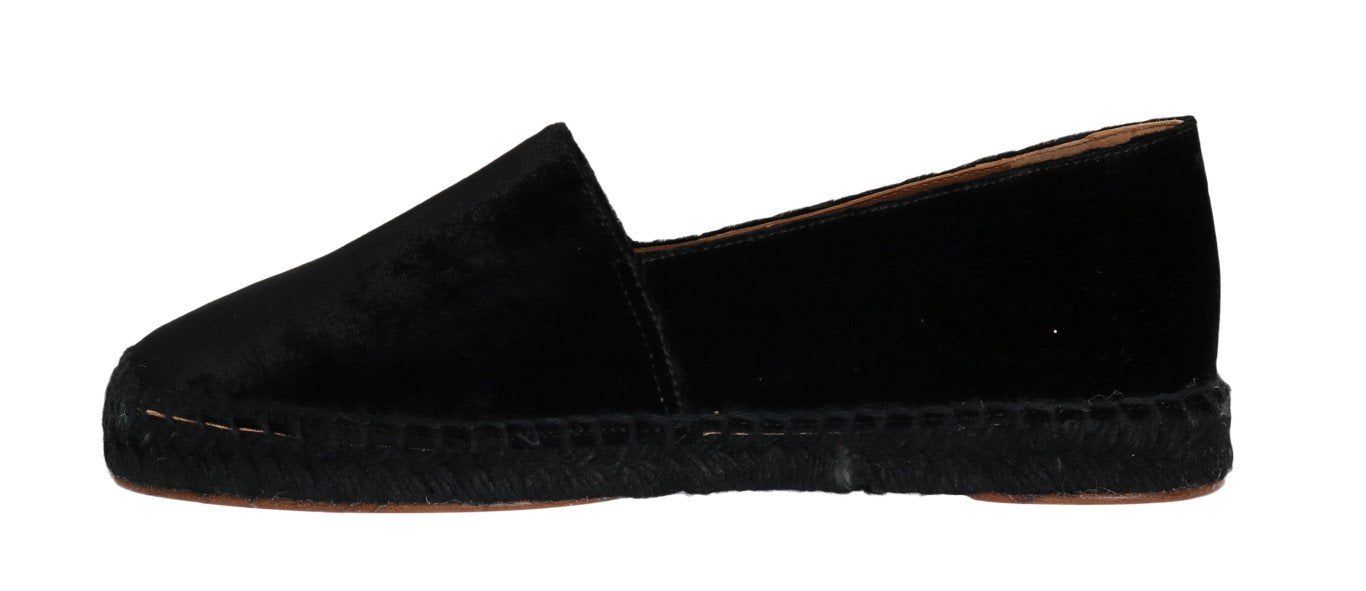 Black Velvet Flats Espadrilles Shoes