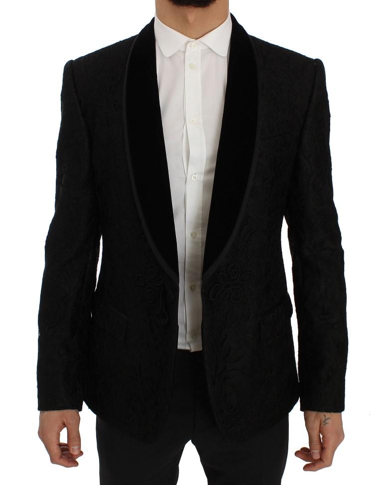 Black Torero Jacquard Slim Blazer Jacket