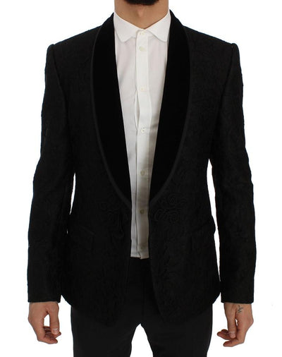 Black Torero Jacquard Slim Blazer Jacket