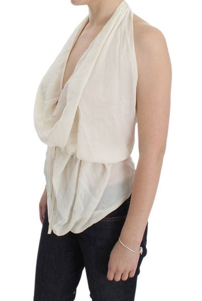 White Silk Sleeveless Blouse