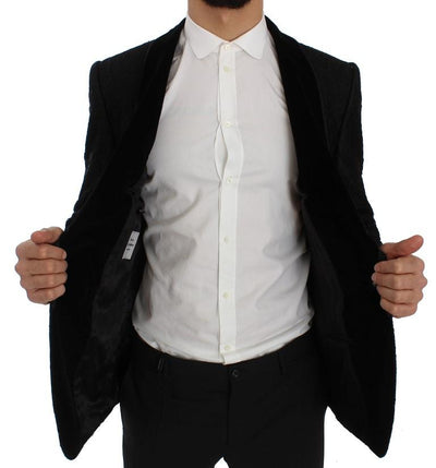 Black Torero Jacquard Slim Blazer Jacket
