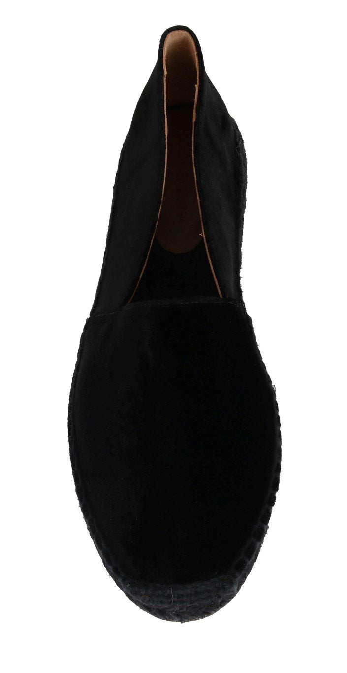 Black Velvet Flats Espadrilles Shoes