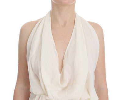 White Silk Sleeveless Blouse