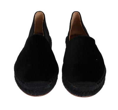 Black Velvet Flats Espadrilles Shoes