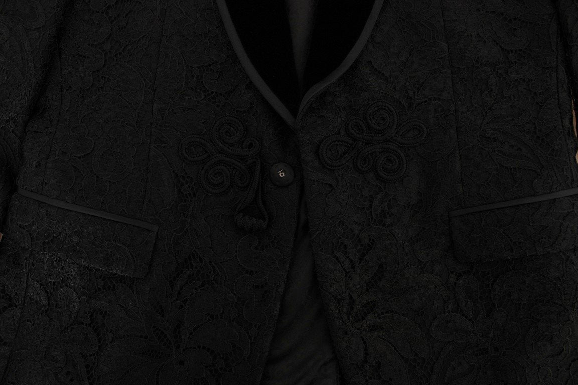 Black Torero Jacquard Slim Blazer Jacket