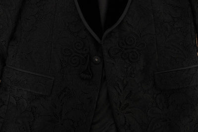 Black Torero Jacquard Slim Blazer Jacket