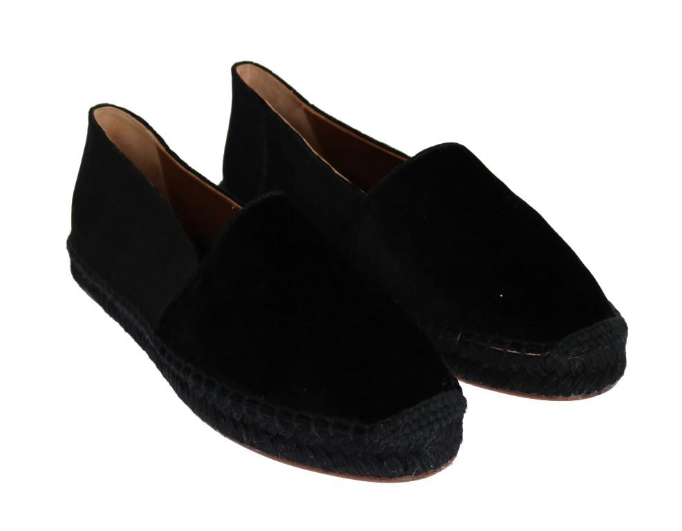 Black Velvet Flats Espadrilles Shoes