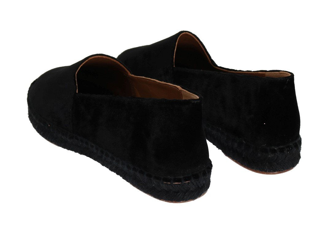 Black Velvet Flats Espadrilles Shoes