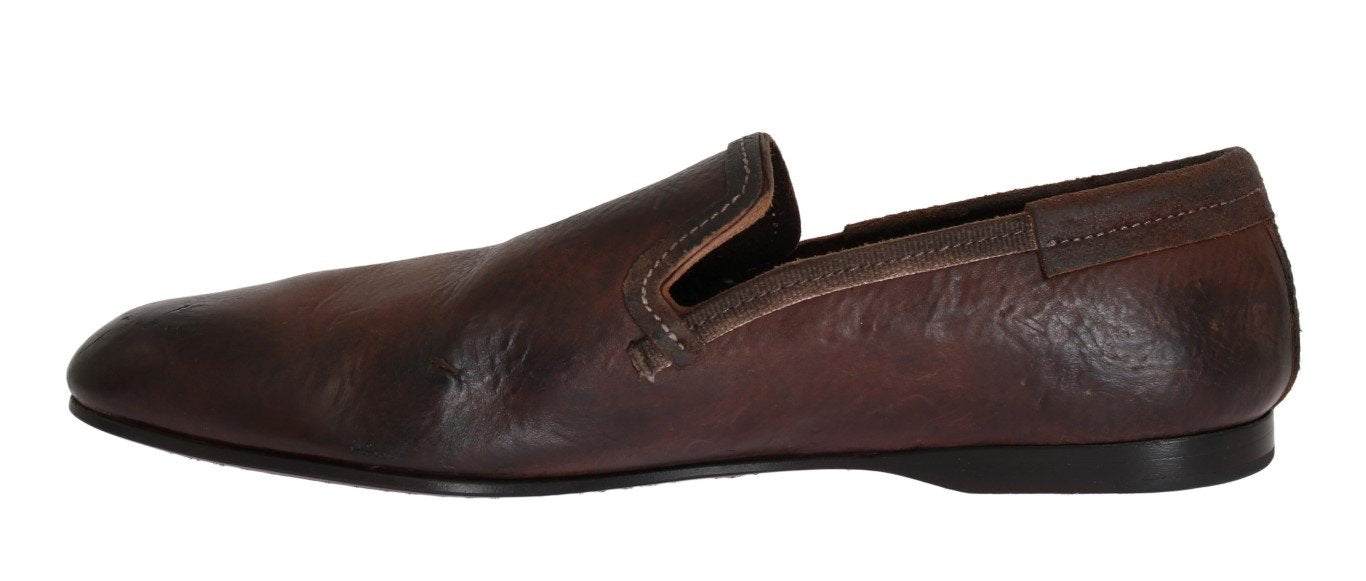 Brown Leather Bang Boom Loafers
