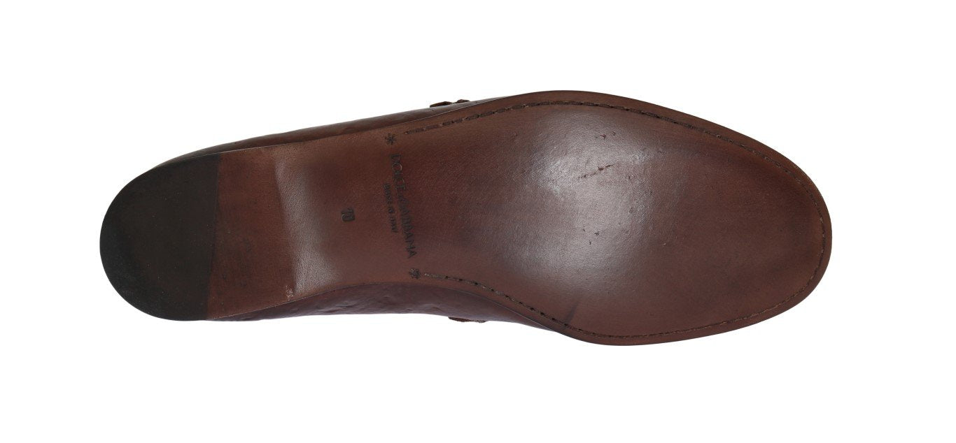 Brown Leather Bang Boom Loafers