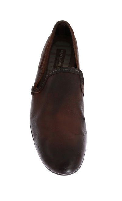 Brown Leather Bang Boom Loafers