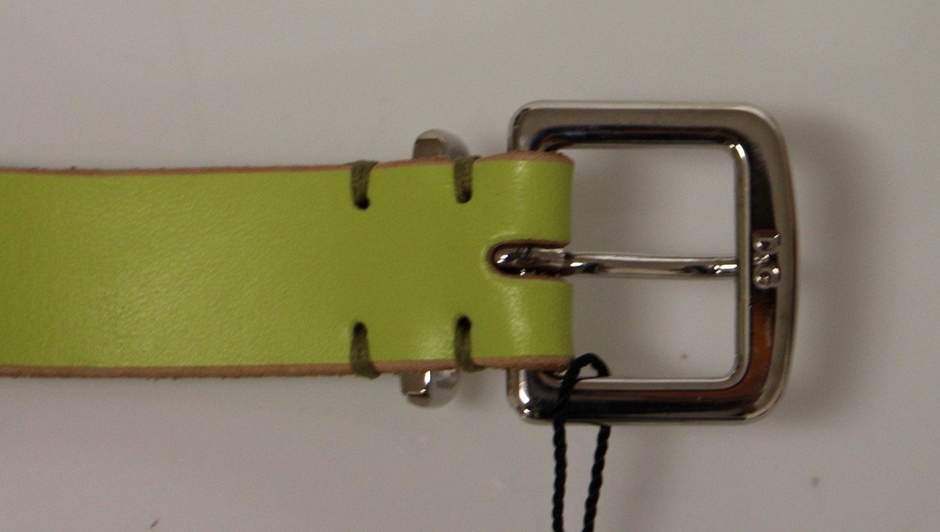 Green Leather Logo Belt
