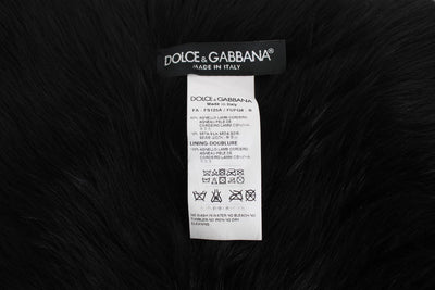 Black Lambskin Fur Silk Scarf
