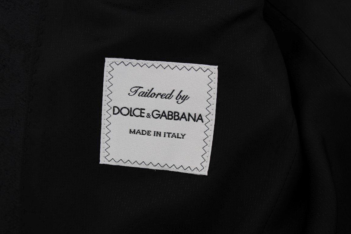 Black Floral Ricamo Slim Fit Blazer Jacket