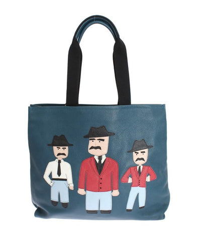Blue Leather Sicily Hand Mens Shopping Bag