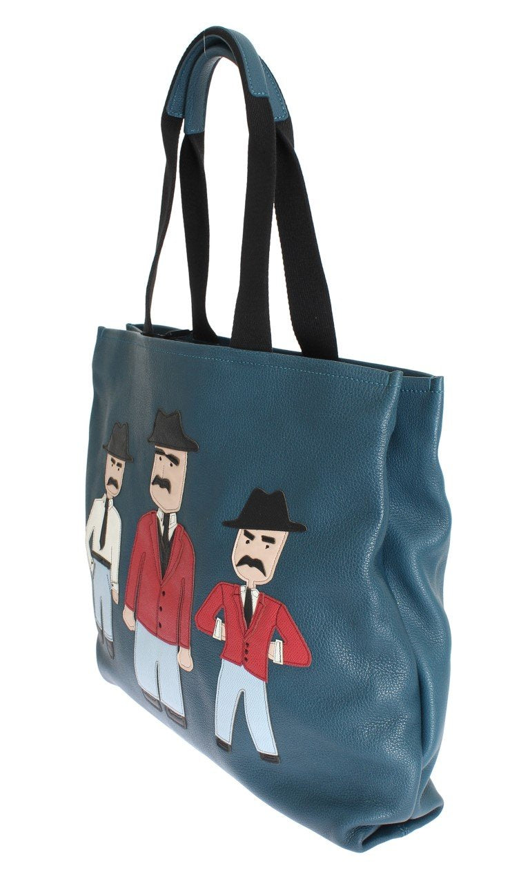 Blue Leather Sicily Hand Mens Shopping Bag