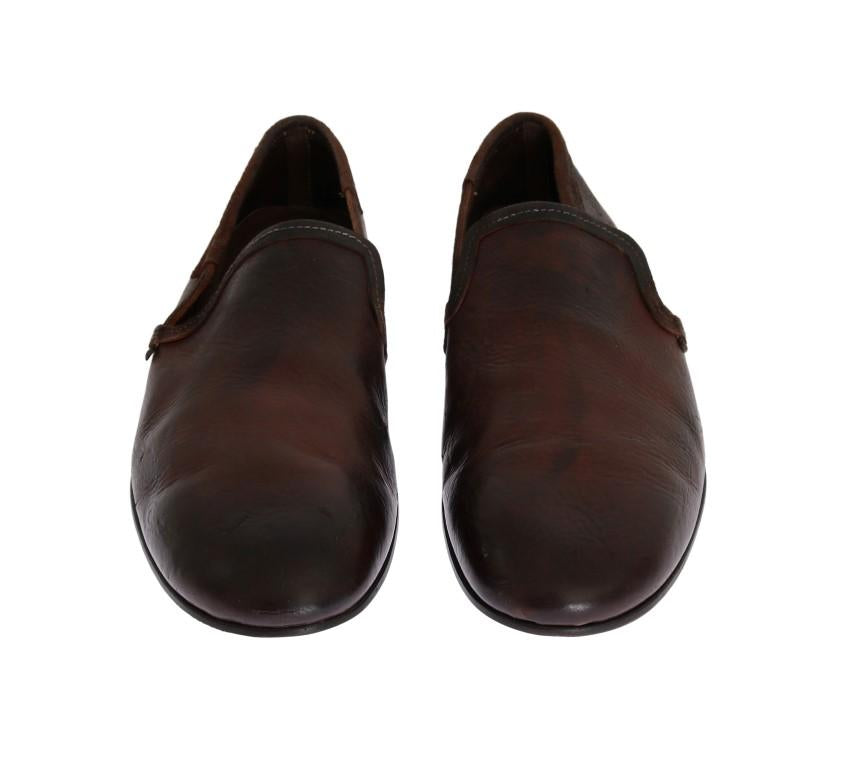 Brown Leather Bang Boom Loafers
