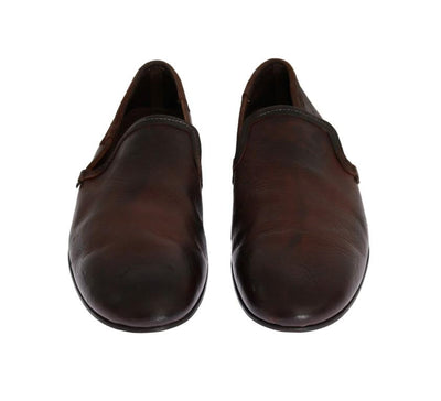 Brown Leather Bang Boom Loafers