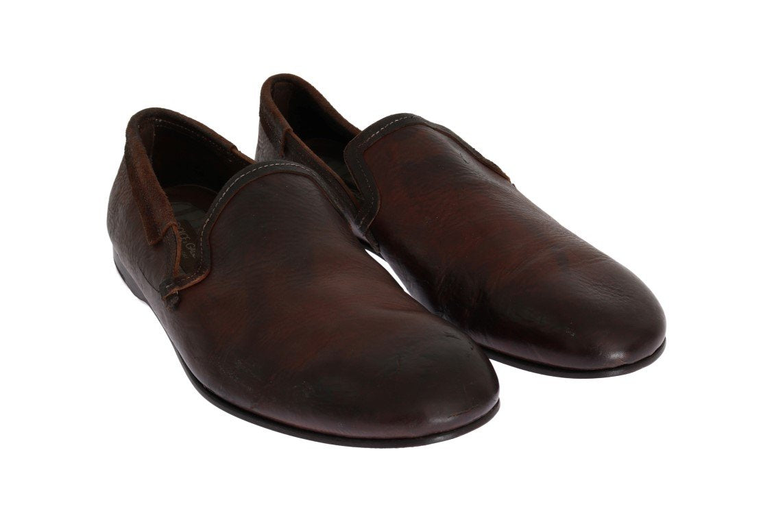 Brown Leather Bang Boom Loafers