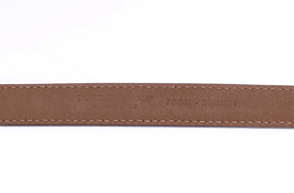 Black Leather Gold Buckle Logo Waist Belt