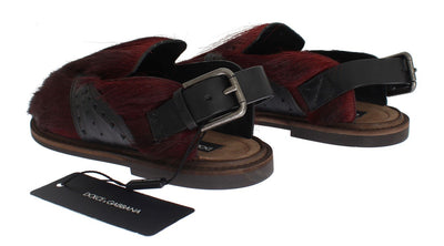Bordeaux Gazella Fur Leather Sandal Shoes