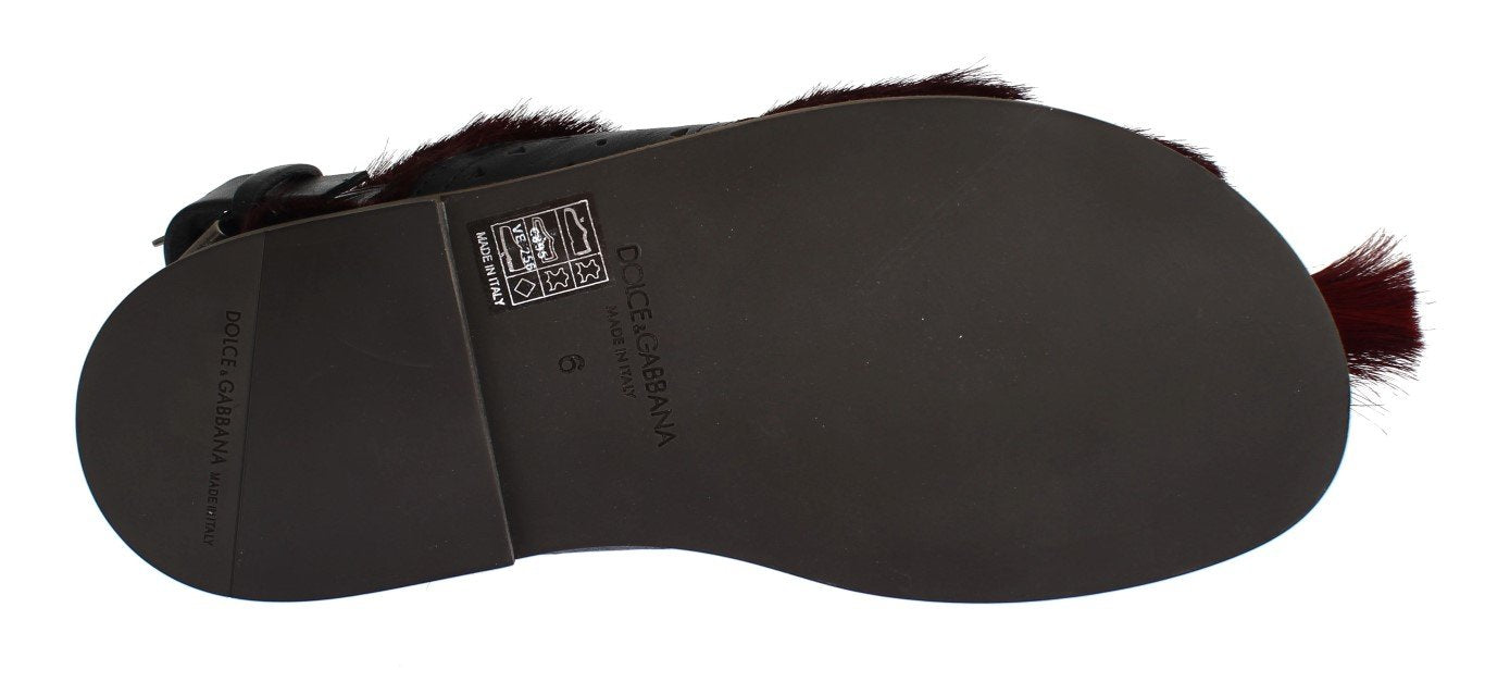 Bordeaux Gazella Fur Leather Sandal Shoes