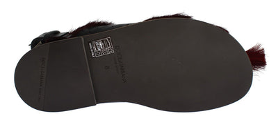 Bordeaux Gazella Fur Leather Sandal Shoes
