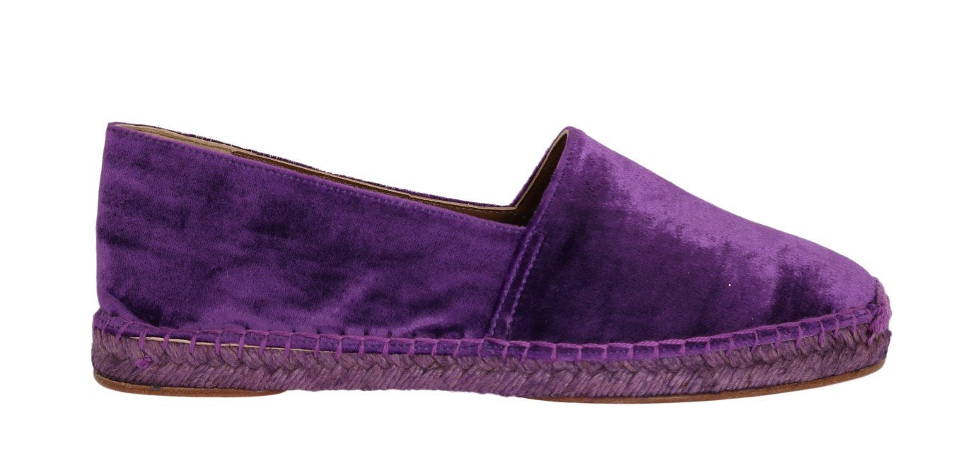 Purple Velvet Flats Espadrilles Shoes