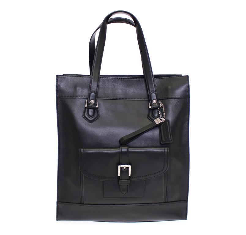 Black CHARLIE Saddle Leather Large Tote Bag