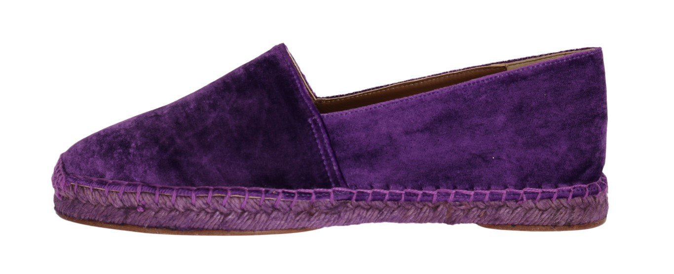 Purple Velvet Flats Espadrilles Shoes