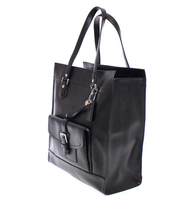 Black CHARLIE Saddle Leather Large Tote Bag