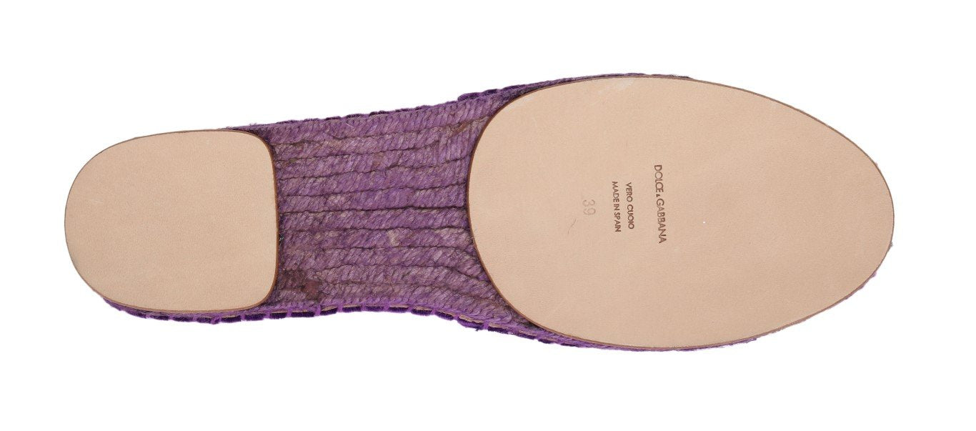 Purple Velvet Flats Espadrilles Shoes