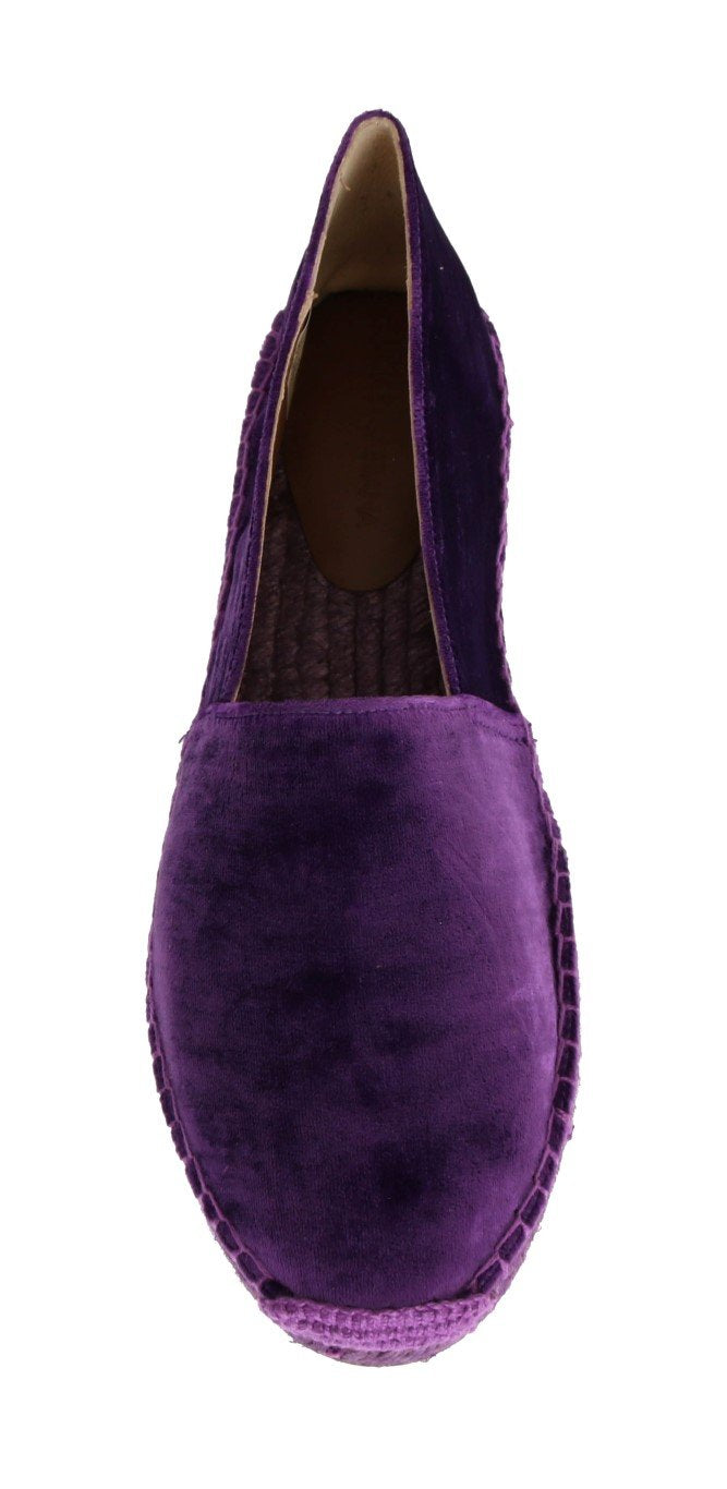Purple Velvet Flats Espadrilles Shoes