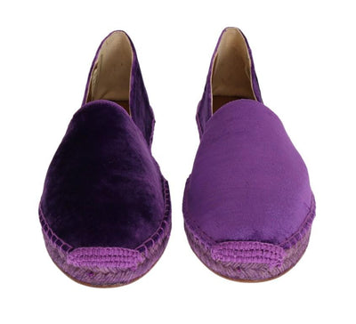 Purple Velvet Flats Espadrilles Shoes