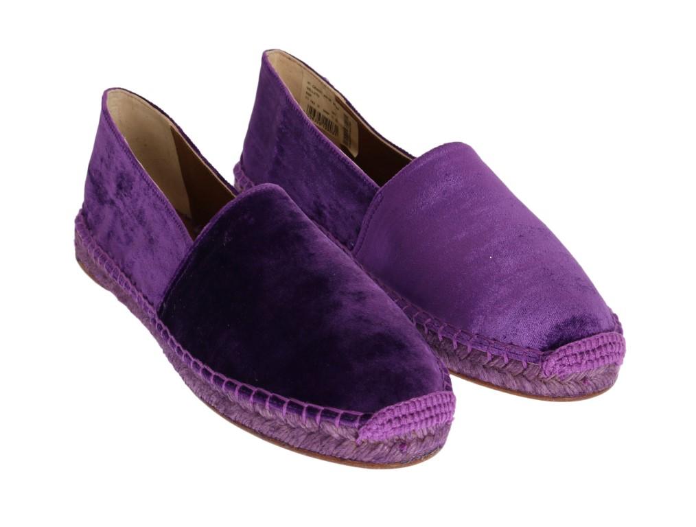 Purple Velvet Flats Espadrilles Shoes