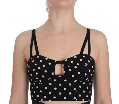 Black Polka Dotted Mini Shorts & Bra Top