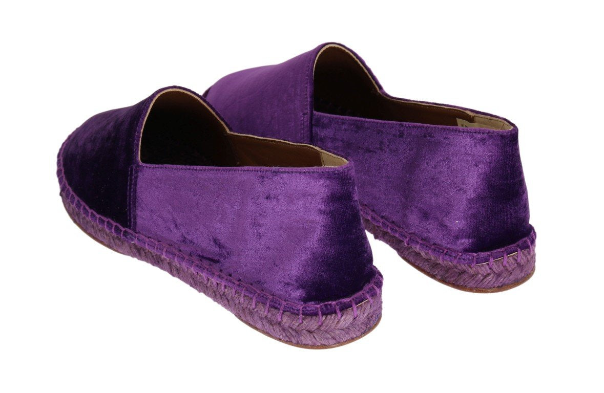 Purple Velvet Flats Espadrilles Shoes