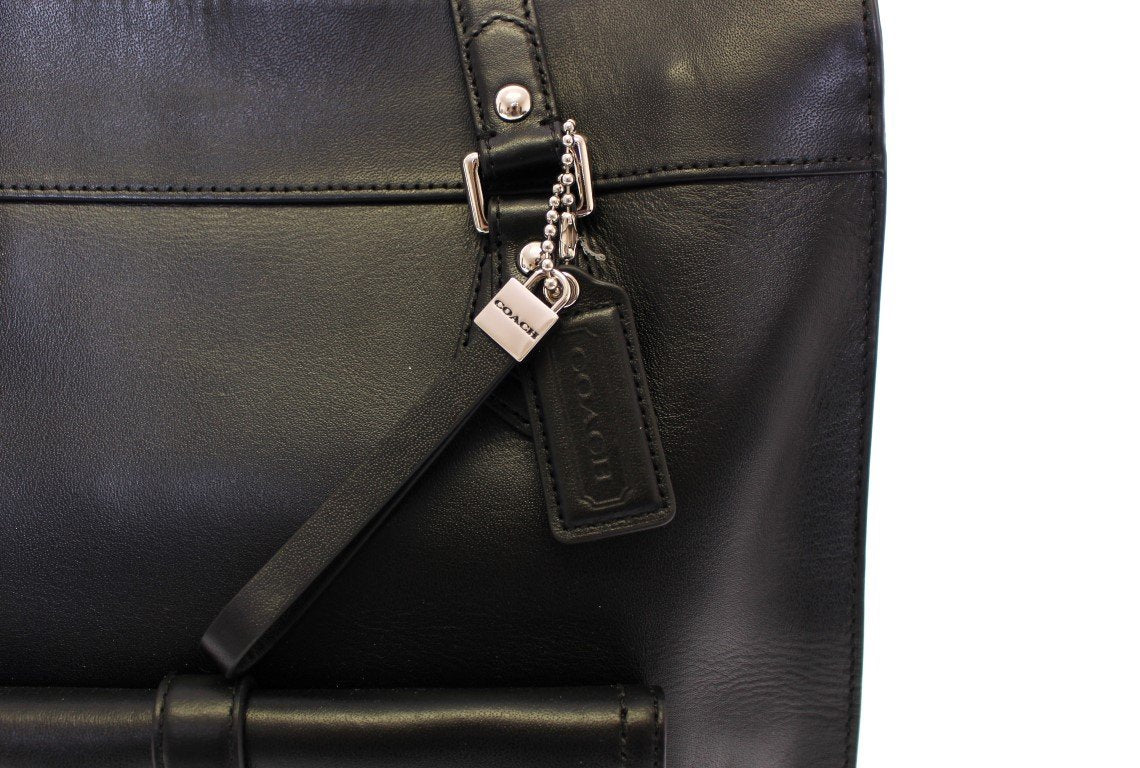Black CHARLIE Saddle Leather Large Tote Bag