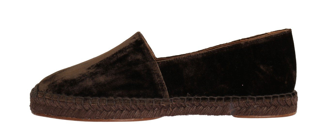 Brown Velvet Flats Espadrilles Shoes