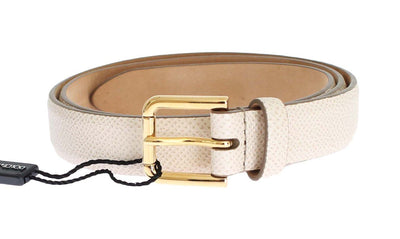 White Leather Gold Buckle Belt