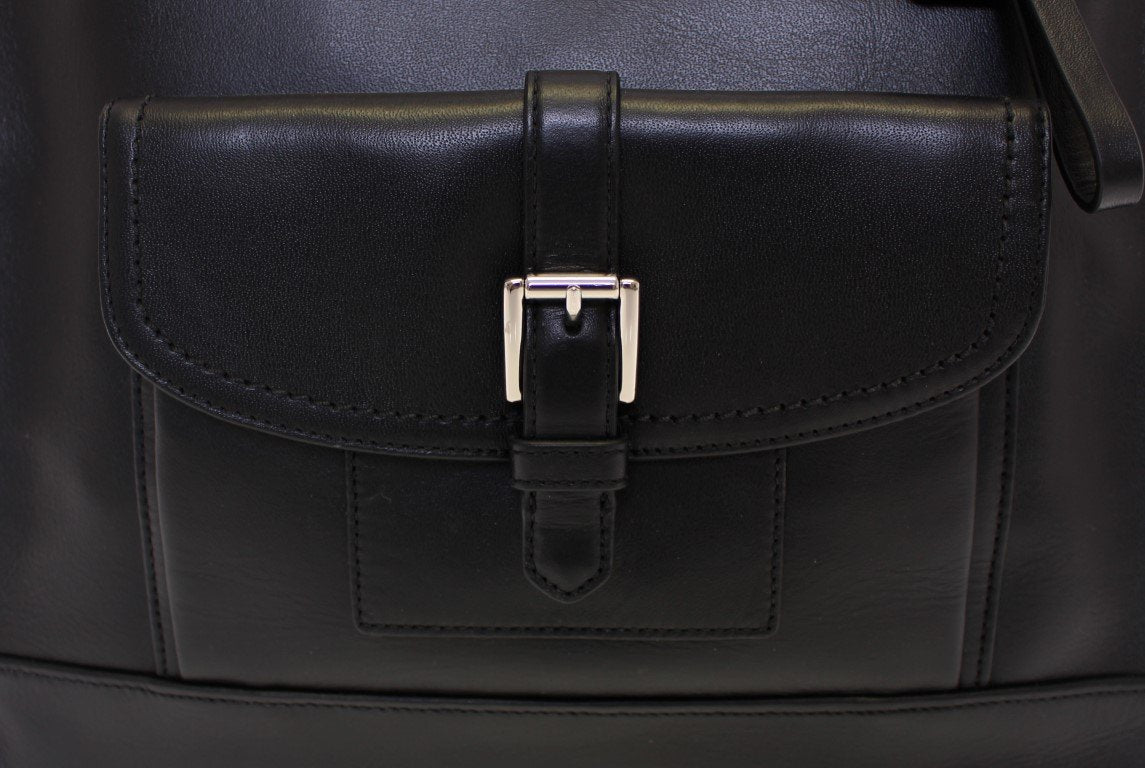 Black CHARLIE Saddle Leather Large Tote Bag